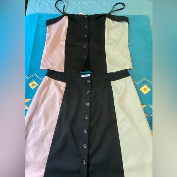 NEW pretty set of Top and Skirt  in black, pink and beige,         Size L - Picture 6 of 8